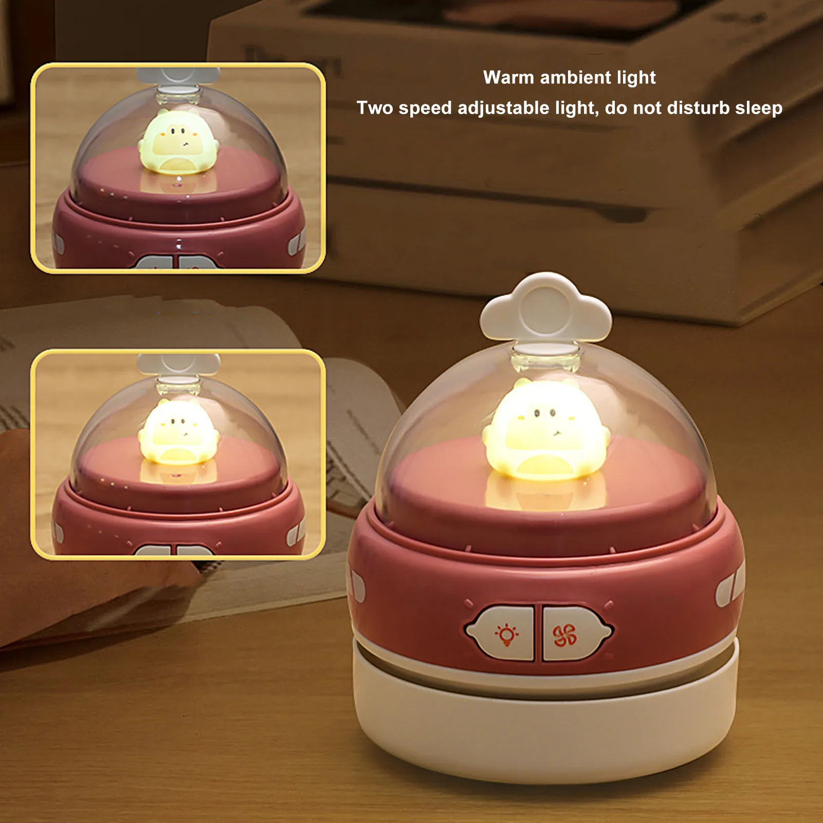 Portable Desktop Vacuum Cleaner Cordless USB Charging Handheld Dust Sweeper Efficient Night Light Table Pencil Eraser Shavings