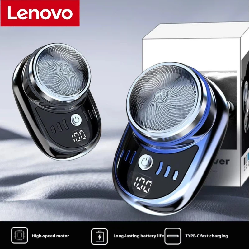 Aparador de Barba Portátil Lenovo para Homens, Mini Barbeador de Viagem Sem Fio, Aparador de Cabelo Facial Destacável