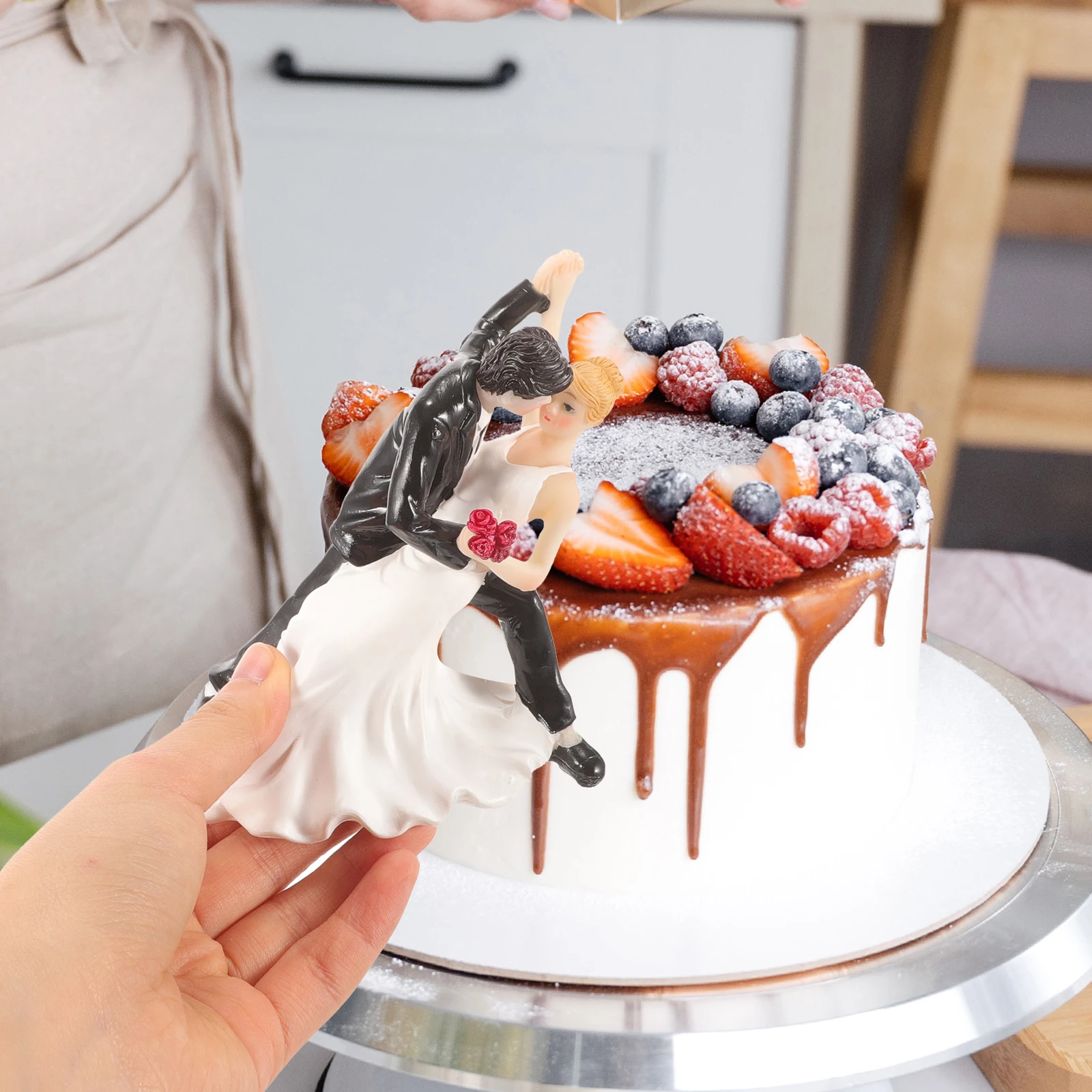 

Wedding Cake Decoration Small Topper Bride Groom Character Toppers Figurines Flower Hat Theme