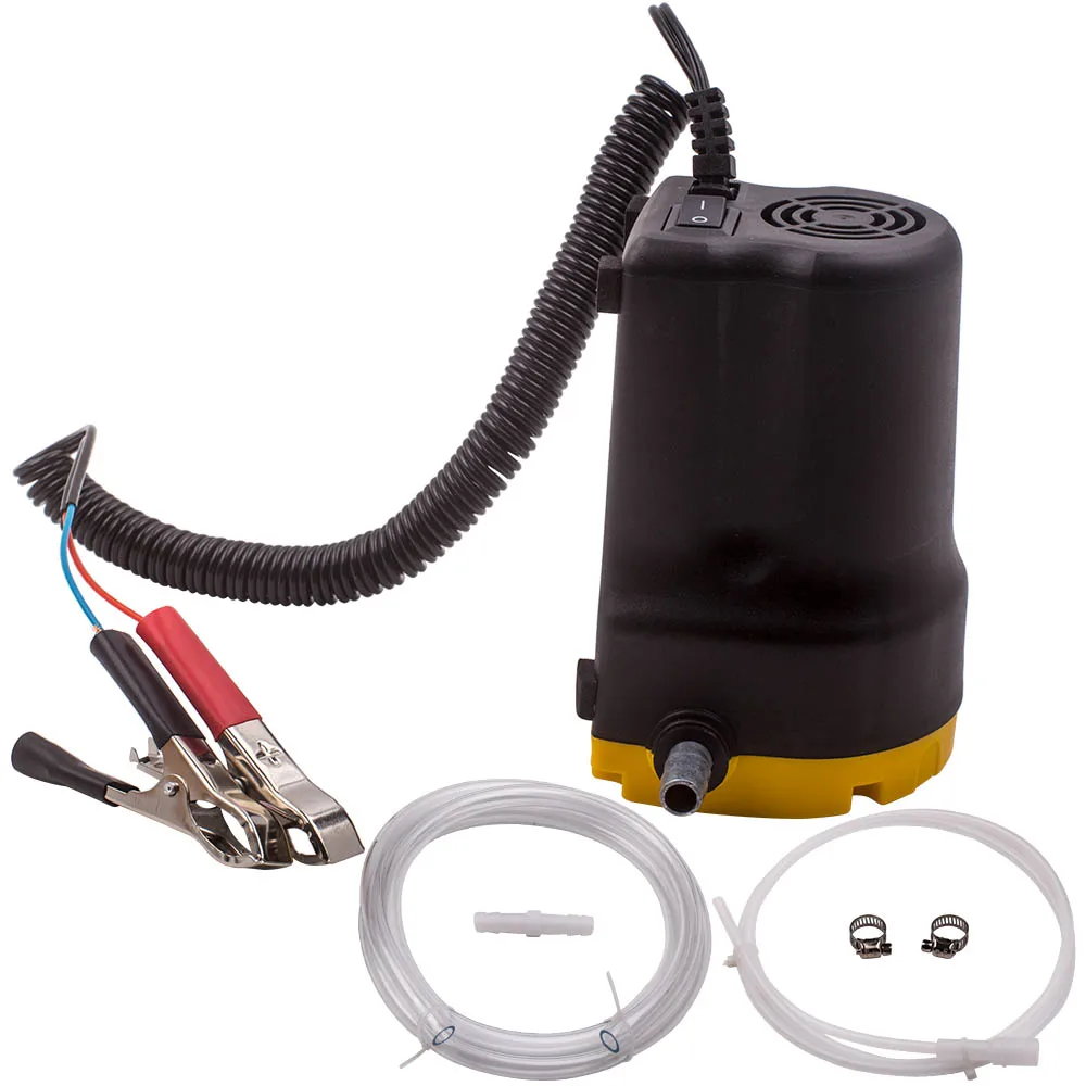 Car Engine Oil Pump 12V Electric Diesel Fluid Oil Suction Pump&1 x Outlet/Inlet Hose & 2 x Hose/Battery Clamps