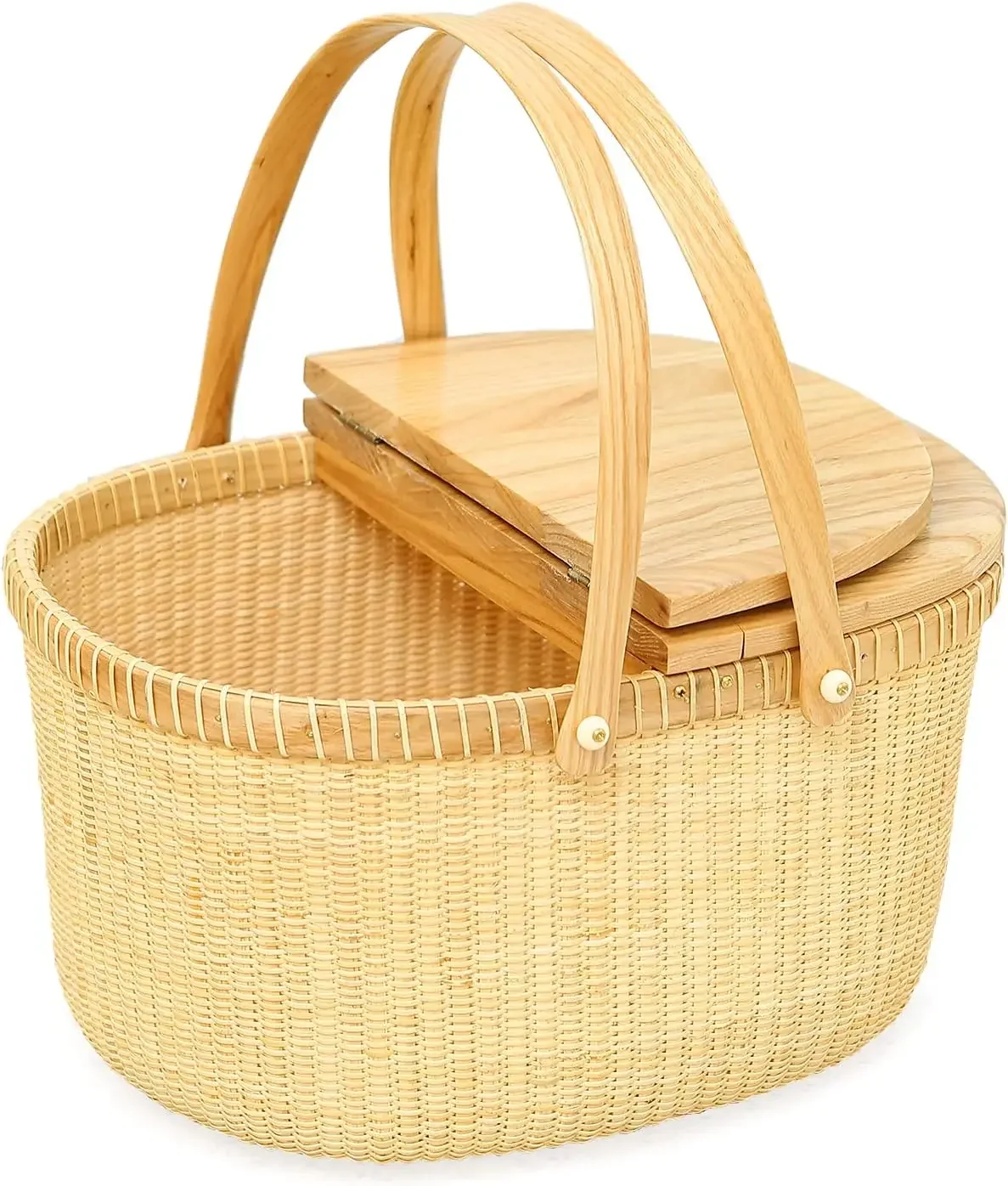 

Nantucket Basket Picnic Basket Perfect for Picnic| Camping| Any Other Outdoor Cane-on-Cane Weave Picnic Basket with