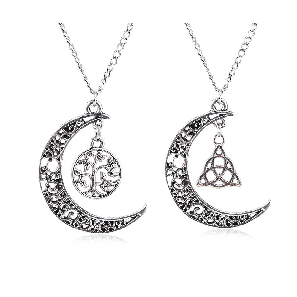 Fashion Jewelry Supernatural Moon Pentagram Necklace Witch Pentagram Amulet Life Tree Charm Necklace Pendant Women Jewelry