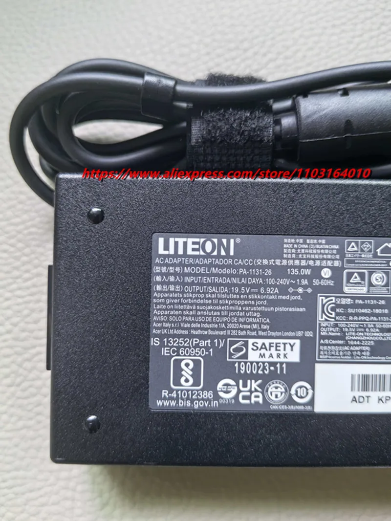 

Original 19.5V 6.92A 135W 5.5x1.7mm AC Adapter For ACER ASPIRE7 NITRO 5 AN515 LITE-ON PA-1131-26 Laptop Power Supply Charger