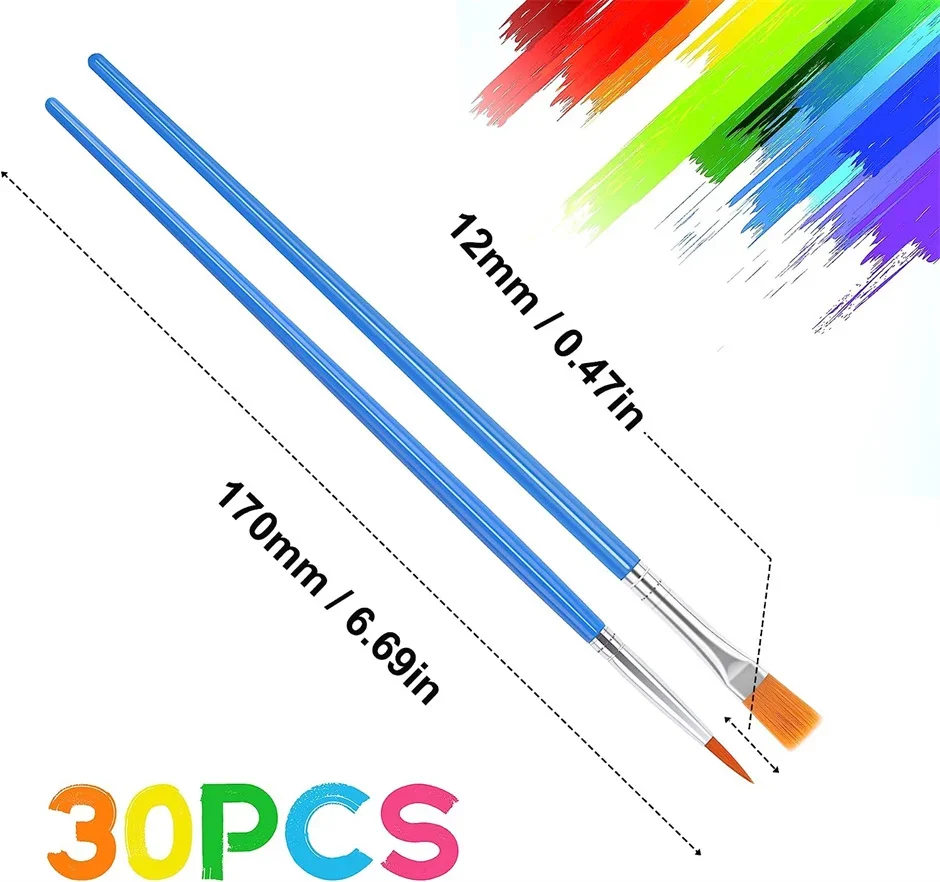 30 stücke Kleine Feine Nylon Haar Detail Flache Pinsel Für Zeichnung Aquarell Pinsel Pinsel Stift Für Student Kunst Schreibwaren – Detail 7