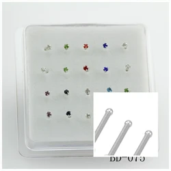 20ps 925 Sterling Silver Four Claw Crystal Nose Studs Simple Fashion Round Crystal Nail & Silver Nose Nose Rings Color Crystal