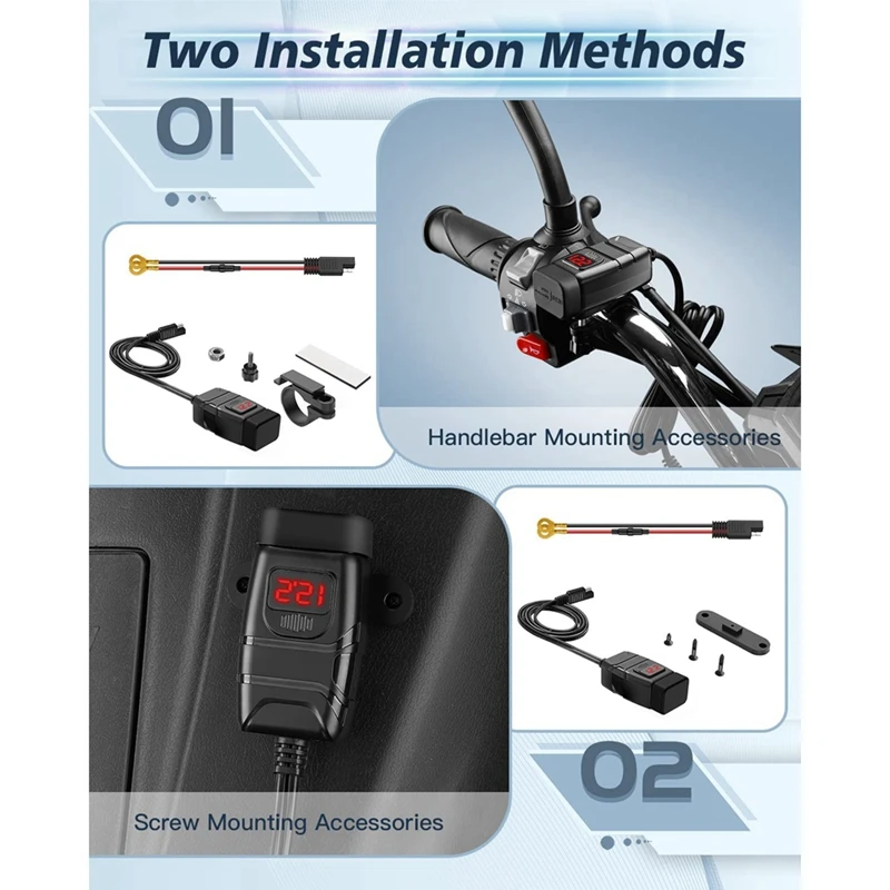 Dual USB Tipo C PD Carregador Carga Rápida 3.0 Carregador Com Voltímetro & Interruptor ON/Off