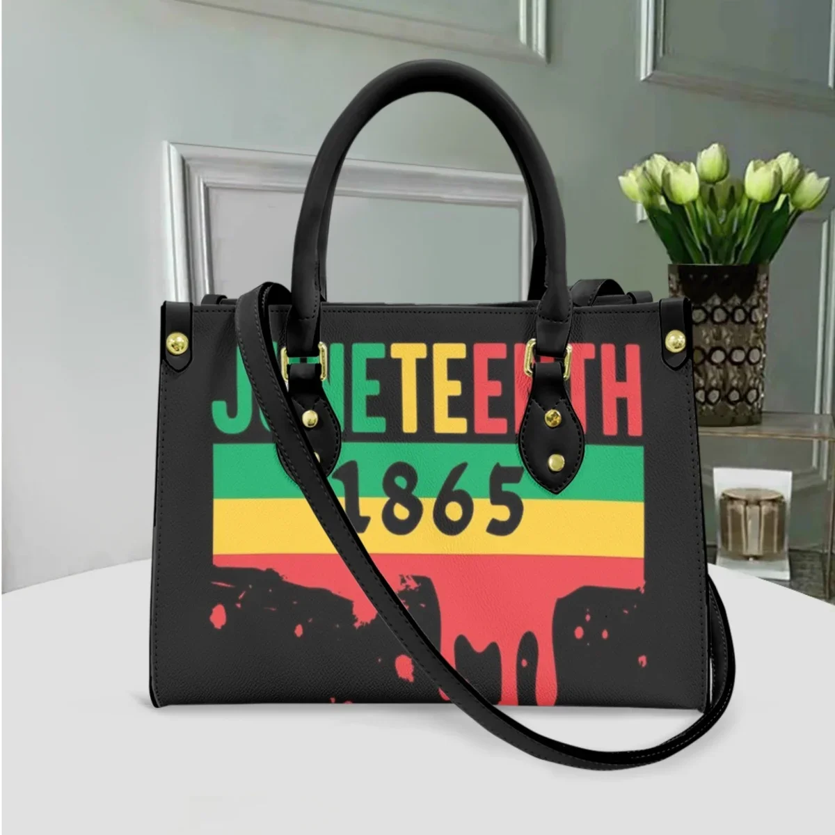 Handbags for Women Black History Month Juneteenth 1865 Designer PU Leather Messenger Bag Practical Commuter Party Small Clutch