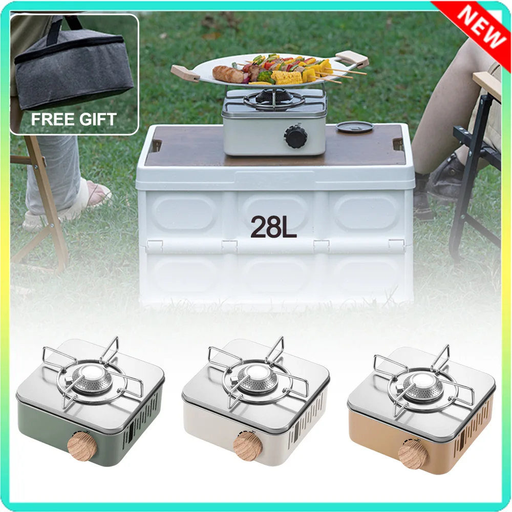 2800W Mini Gas Stove Portable Gas Grill Camping Cassette Stove Stainless Steel Cooking Burner Grill Picnic Cookware Travel Suppl