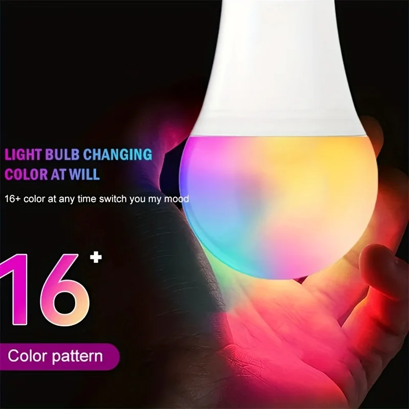 16 Colors RGB Bulb LED Multicolor Bulb E27 220V Household Lighting Dimmable 24 Key Remote Control Smart Lamp Atmosphere Light