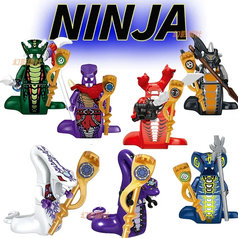 Image of 24-teiliges Mini-Ninja-Motorrad Actionfiguren-Bausteine-Set Skelett-Soldaten Schlangenkrieger Samurai Anime-Film-Bausteine Kinderspielzeug