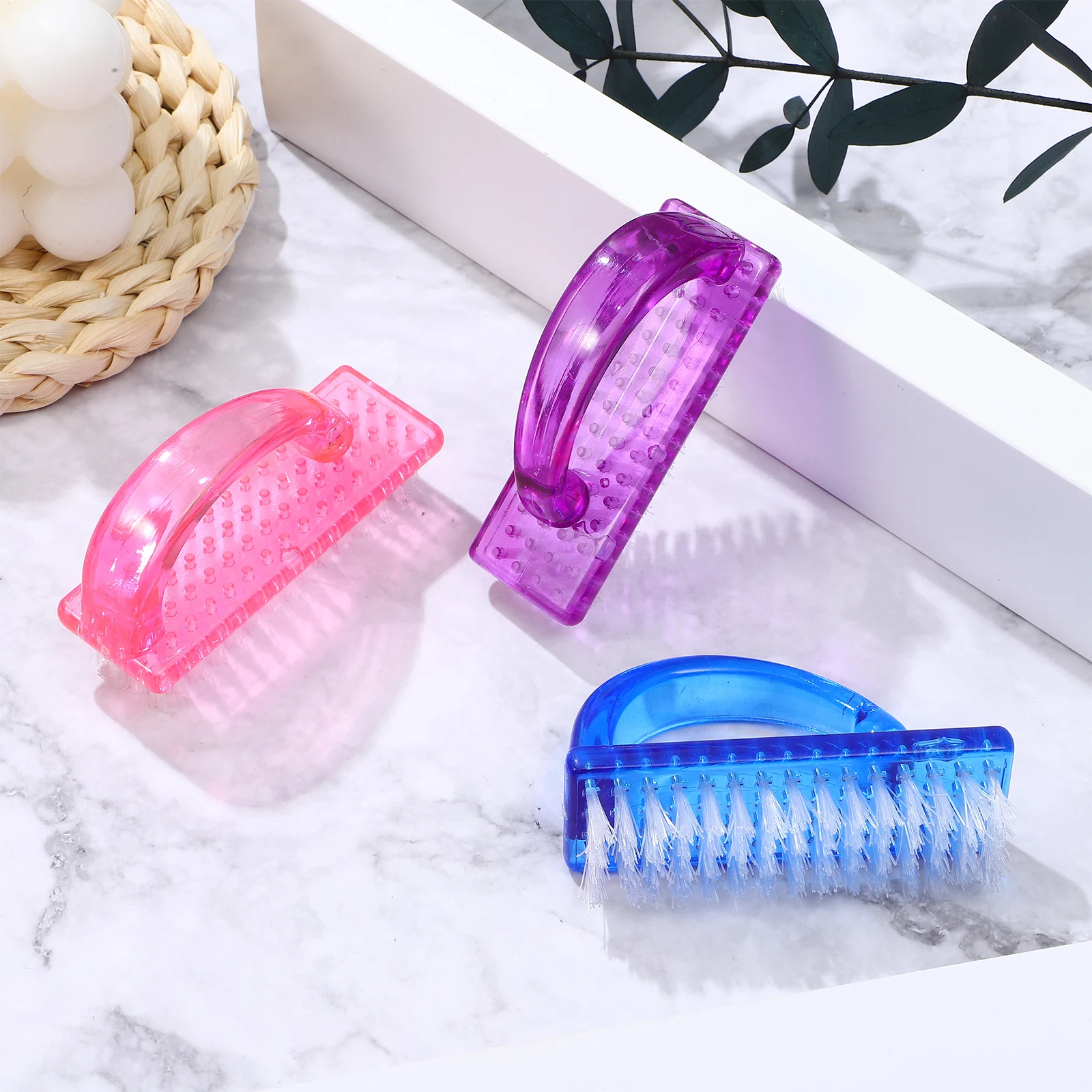 

6pcs Dust Brush Plastic Handle Nail Cleaning Tools Fingernail Remover for Kitchen Bathroom Travel Storage Lightweight Practical