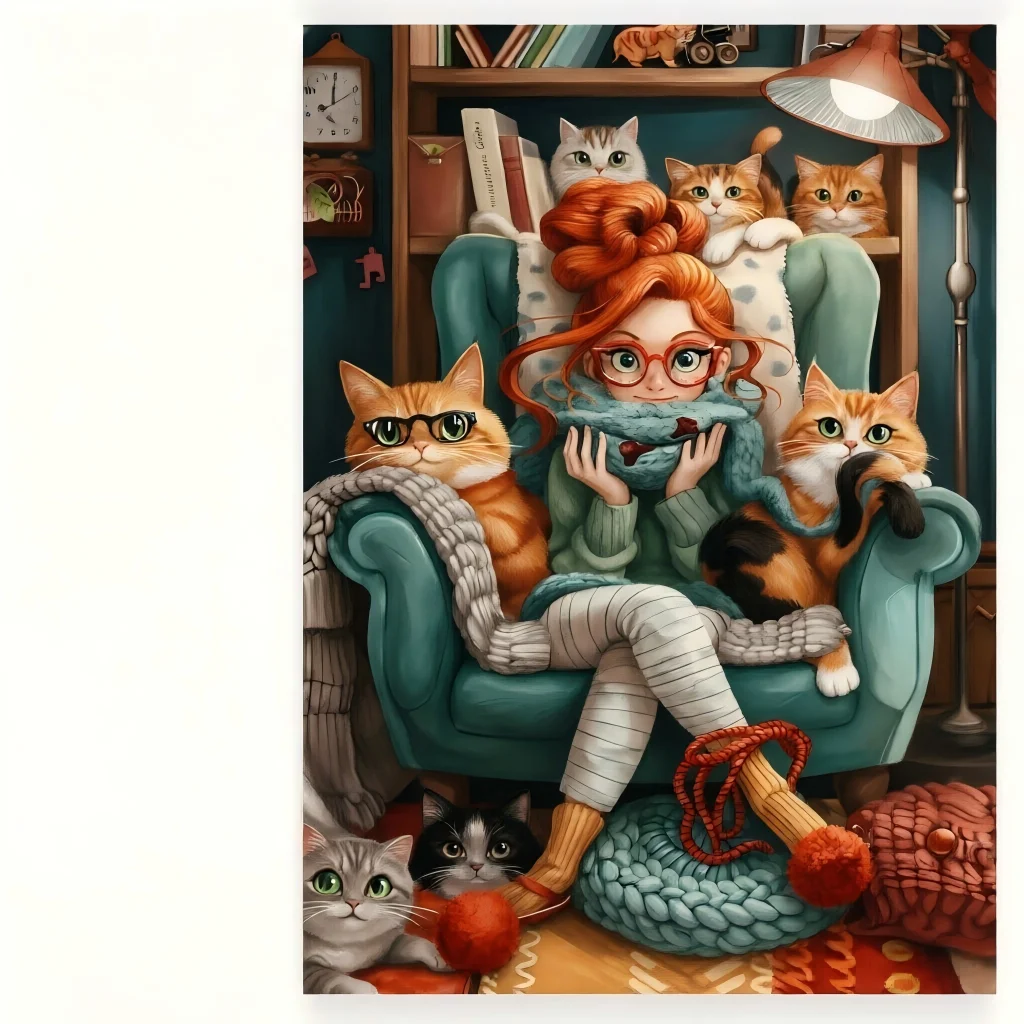 Cute Cat Girl & Native Child Jigsaw Puzzle 500-2000pcs Whimsical Art Game for Adults Kids Home Decor Relaxing Family Fun Gift