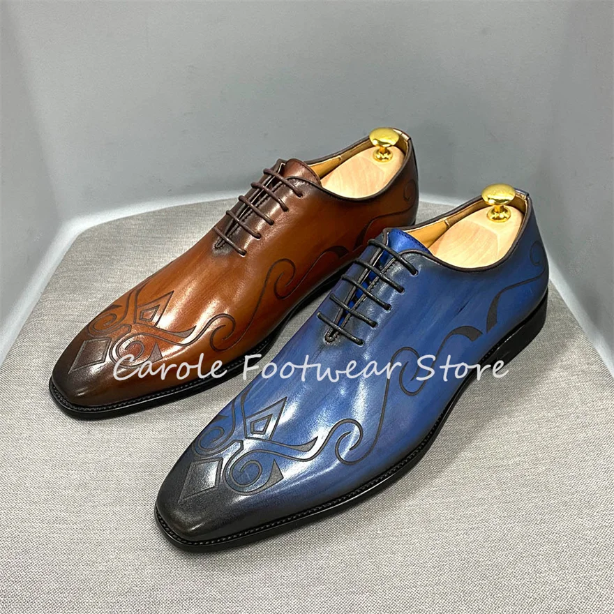 

British Style High Quality Carved Brogue Shoes for Men Genuine leather Business Formal Dress Loafers Male Lace-up Oxofrds