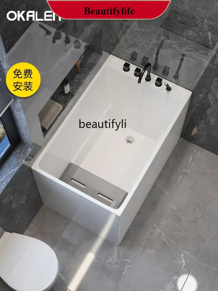 

FF5 Japanese Style Acrylic Bathtub Household Deepened Sitting Bubble Bath Basin with Stool Simple Design for Comfortable Bathing