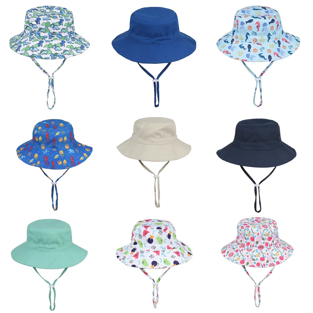 Summer Baby Sun Cap Baby Sun Hat For Girls and Boys Outdoor Neck Ear Cover Anti UV Kids Beach Caps Bucket Cap 0-8 Years