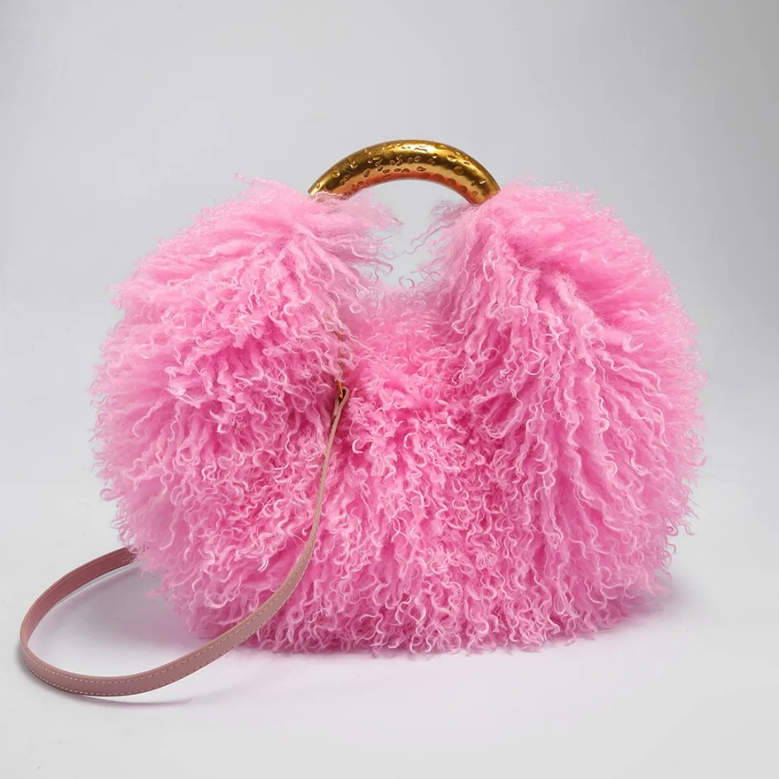 Faux Mongolian Wool Fur Shoulder Bags For Woman Exquisite Handle Top-Handle Bags Hand Bag Ladies Fluffy Plush Handbag Women - view 4