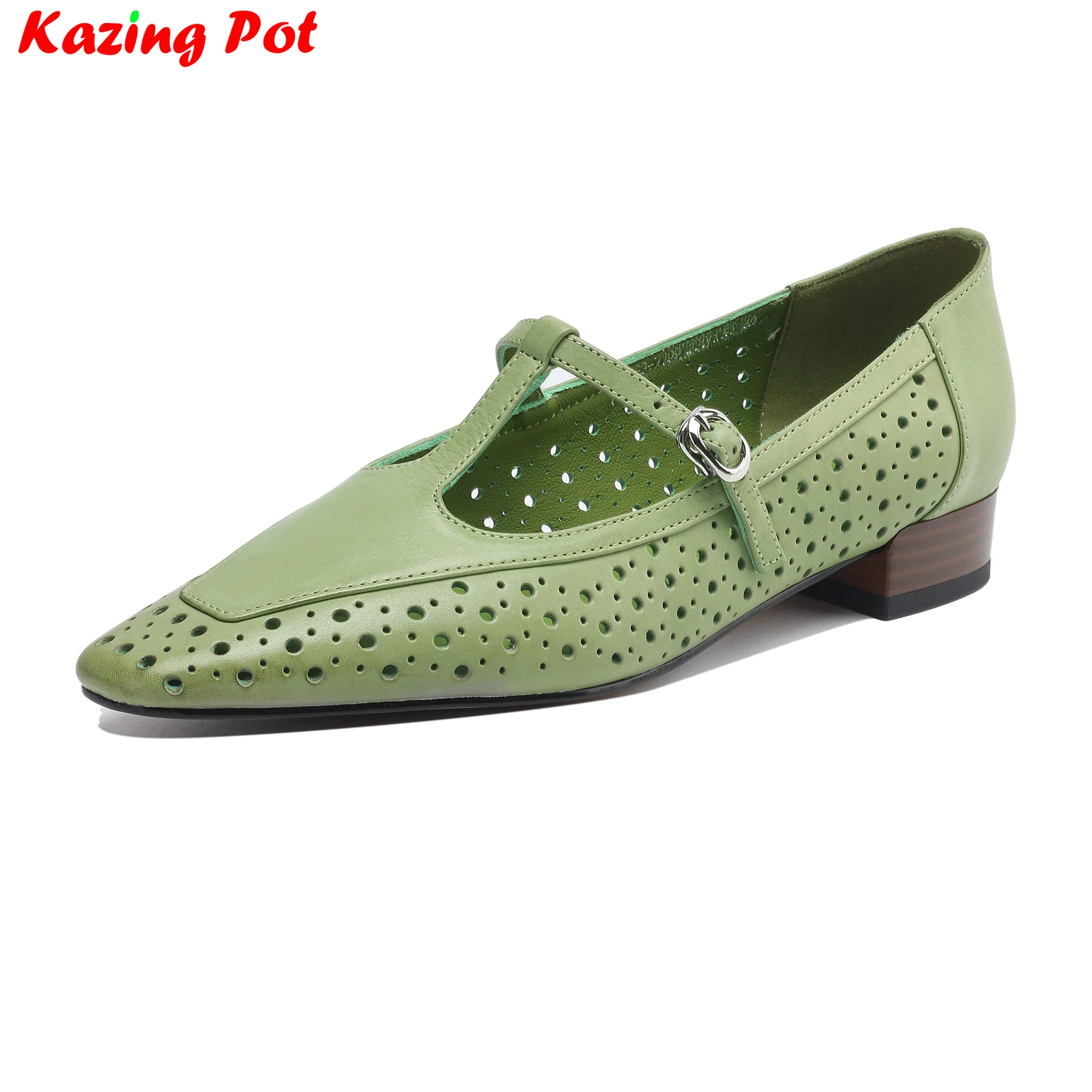 

Размер 34–40, летние туфли из натуральной кожи с квадратным носком, женские туфли Мэри Джейн на низком каблуке с Т-образным ремешком, брендовые подиумные полые женские туфли-лодочки