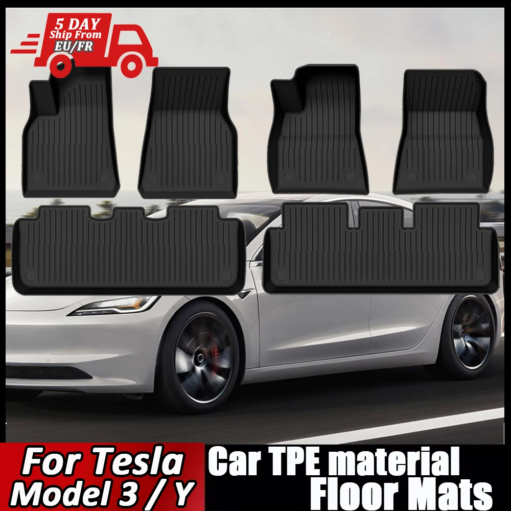 Per Tesla Tappetino Modello Y 2021-2025 Modello 3 Highland Tappetino per bagagliaio di un'auto Tappetino per bagagli TPE impermeabile antiscivolo Set Tappetino per pavimento