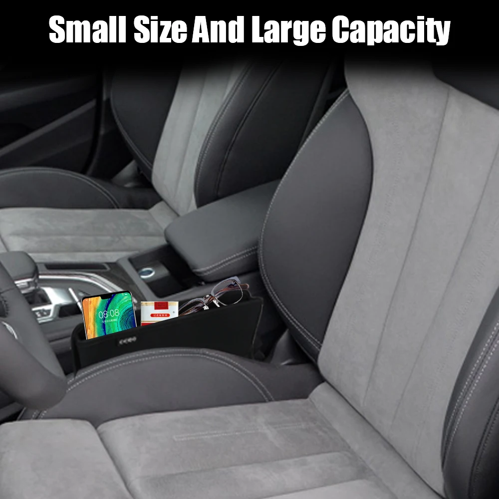 Car Seat Gap Slot Storage Box Car Accessories Stowing Tidying Seat Slit Gap Pocket Leather Gap Plug Filler Phone Key Holder