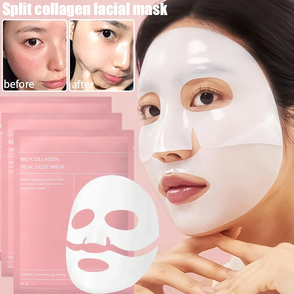 Máscara facial de bio colágeno absorvível, encolher poros, hidratação profunda, máscara noturna, hidratante, refrescante, brilho, cuidados com a pele do rosto