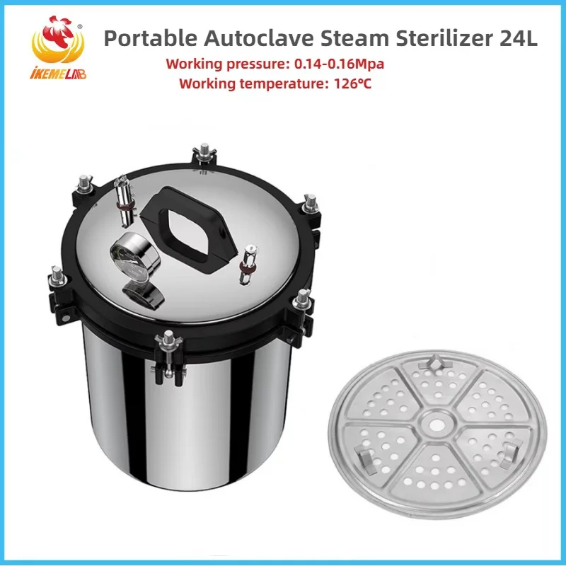 WEIAI 24L High Pressure Steam Sterilizer Portable Autoclave Steam Sterilizer Electric Heating Autoclave Laboratory Equipment