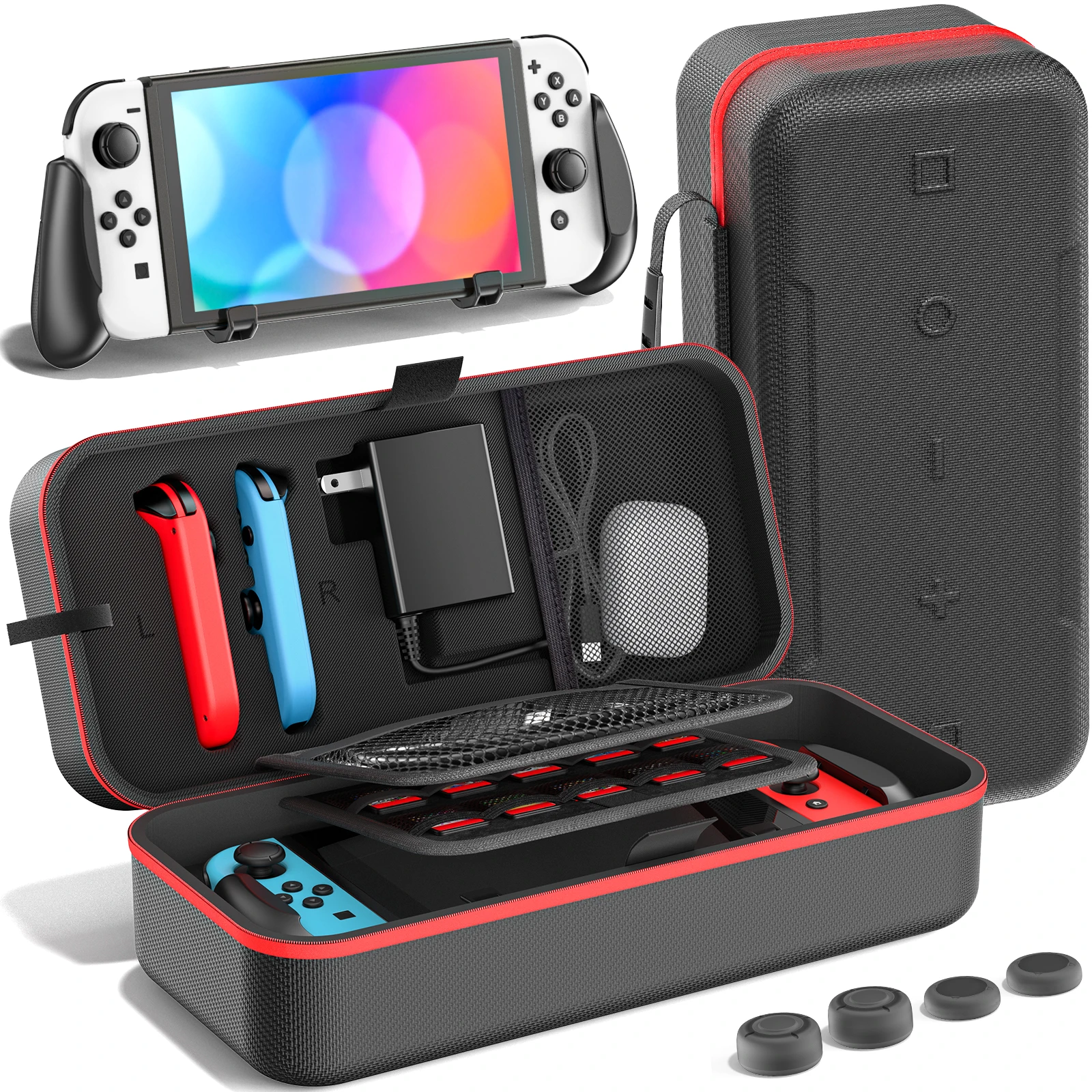 For Switch OLED Carrying Case Portable Switch Travel Carry Case Fit For Joy-Con And Adapter Hard Shell Protective Switch Case