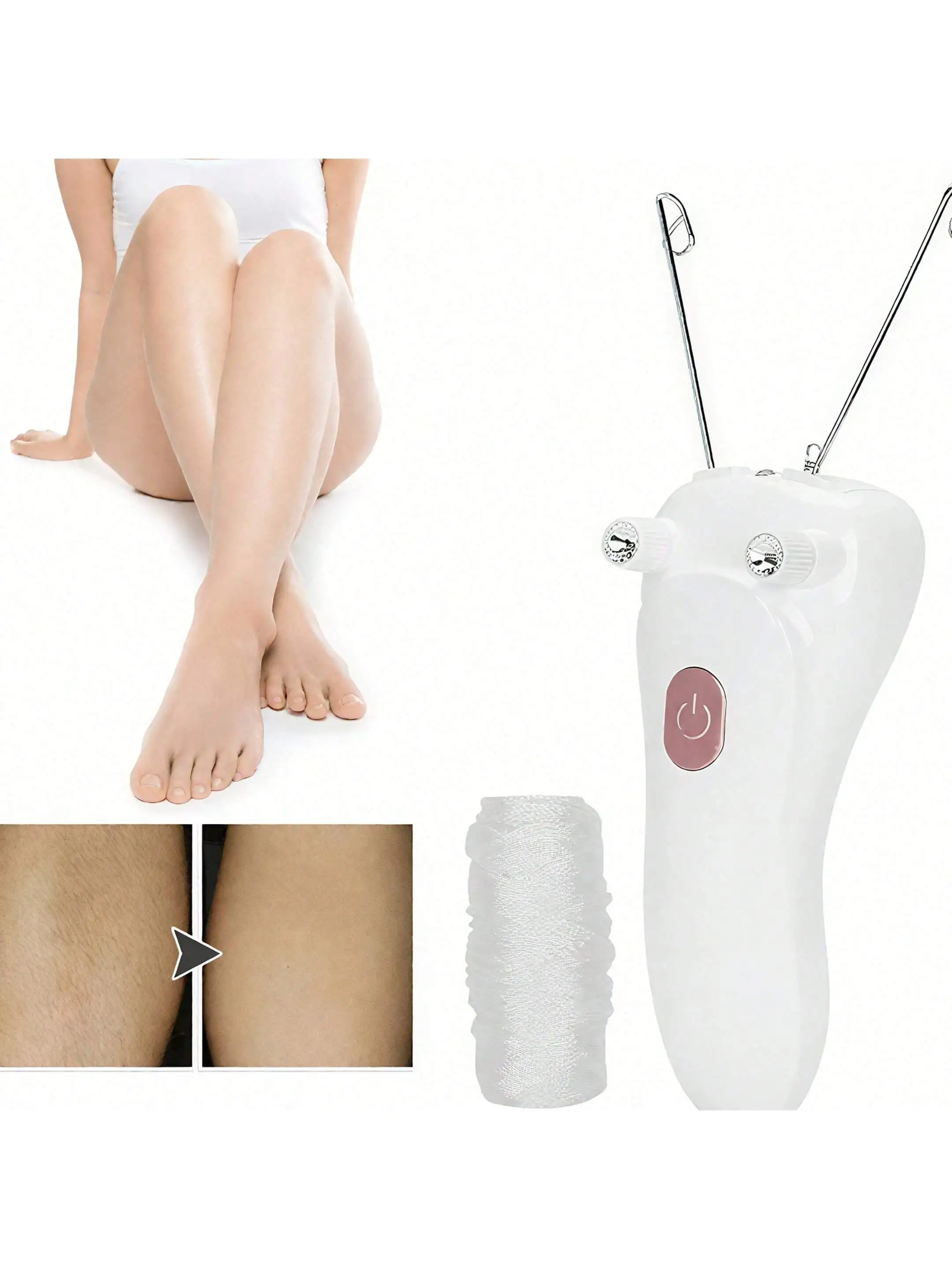 2026 مزيل شعر الوجه الكهربائي سلك ماكينة حلاقة الشعر الجمال لنزع الشعر القطن قوة خيوط قابلة للشحن