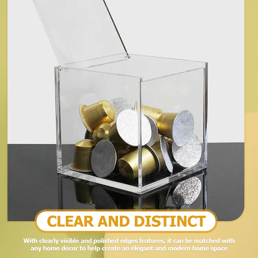 

Clear Acrylic Coffee Holder Tea Bag Capsule Storage Box Lid Dust Proof Compact Desktop ganizer Excellent Quality Serving