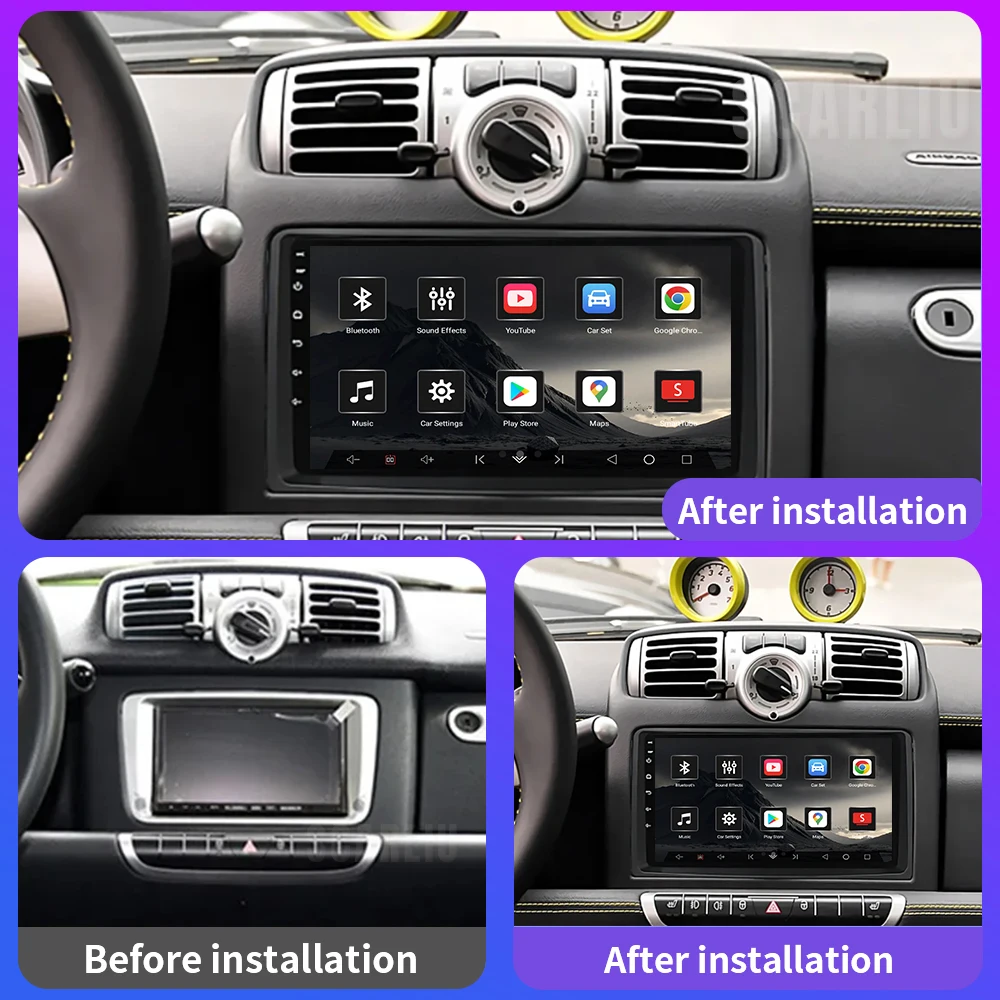 For Mercedes Benz Smart Fortwo 451 2010-2015 Car Raido Stereo DSP Multimedia Video Player Wireless CarPlay Autoradio GPS 4G wifi