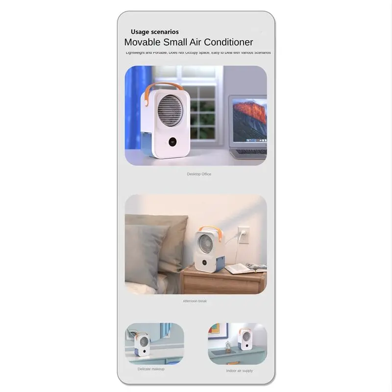 

(ABJZ) Портативный вентилятор-охладитель воздуха, USB-мини-кондиционер, увлажнитель воздуха, электрический вентилятор с цифровым голосовым управлением для офиса и дома-A