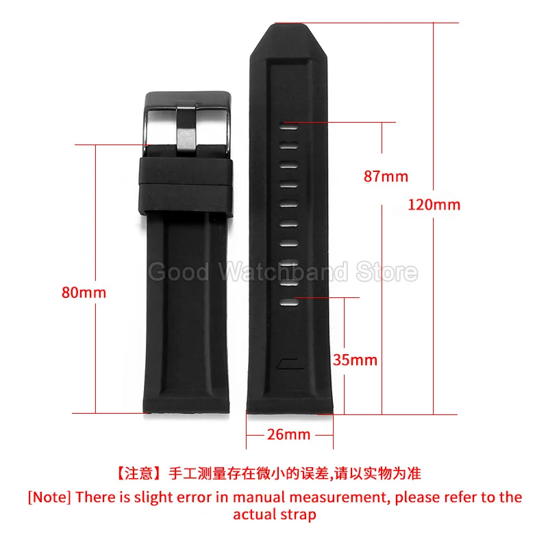 Soft Waterproof Sweatproof Silicone Watch Strap 26mm for Diesel DZ7313\DZ7322\DZ7257 Large Size Watchband Dainty Durable