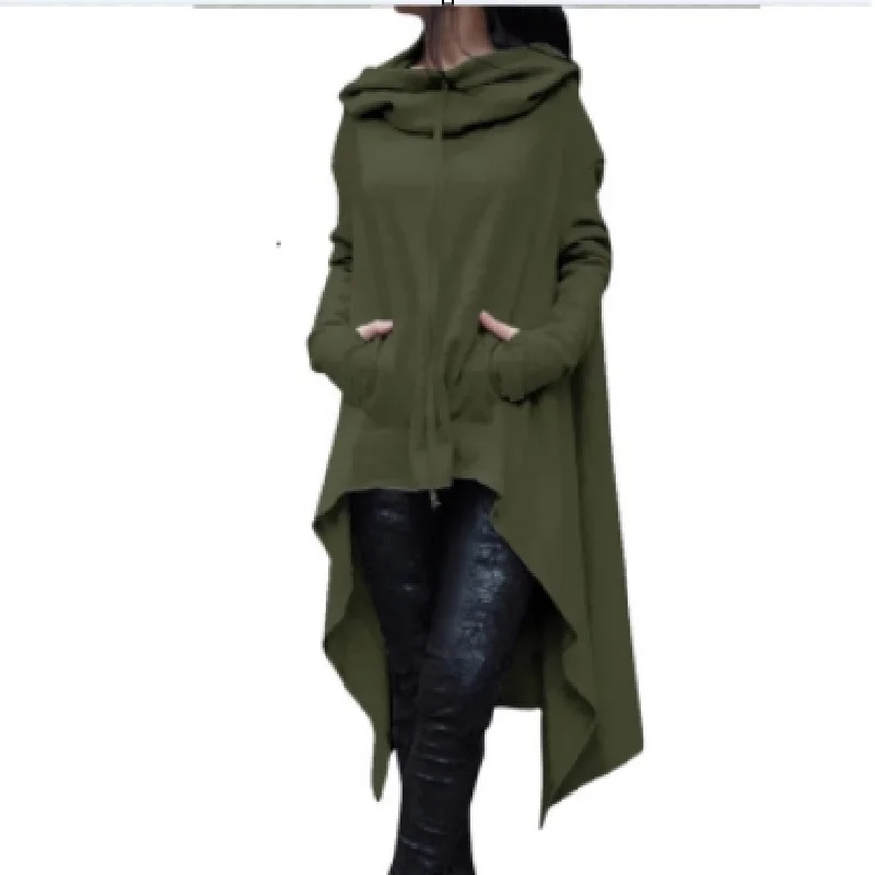 Fashion Trends New European and N Pure Color Long Hoodie