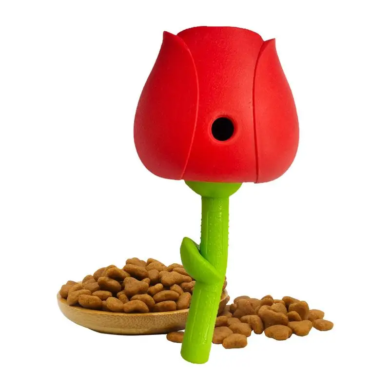 Slow Feeder For Dogs Puzzle Toys Dog Food Toy Ball Interactive Dog Toys Red Rose Slow Eating Treat Dispenser Cat Food Puzzle