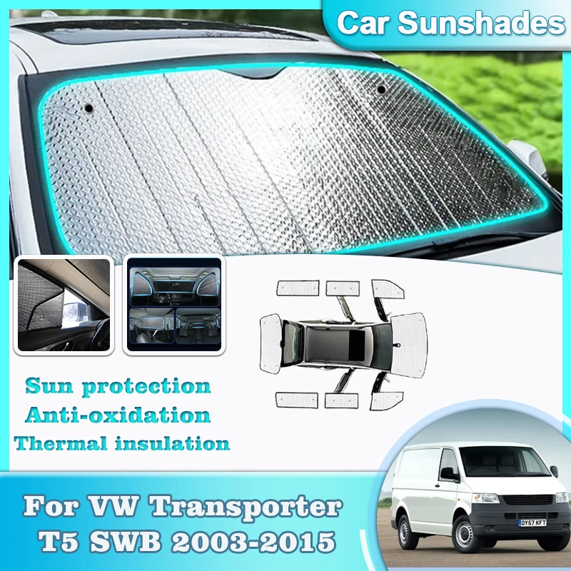 

Car Sunshades Coverage For Volkswagen VW Transporter Caravelle Multivan Doubleback T5 SWB 2003-2015 Car Sunscreen Windows Covers