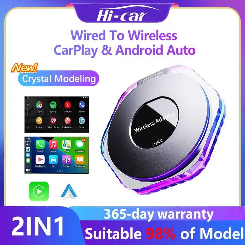 

New Upgrade 2in1 Wireless Carplay Adapter Android Auto Smart Dongle Plug and Play For Havel Kia Volvo Audi MG VW Hyundai Jeep