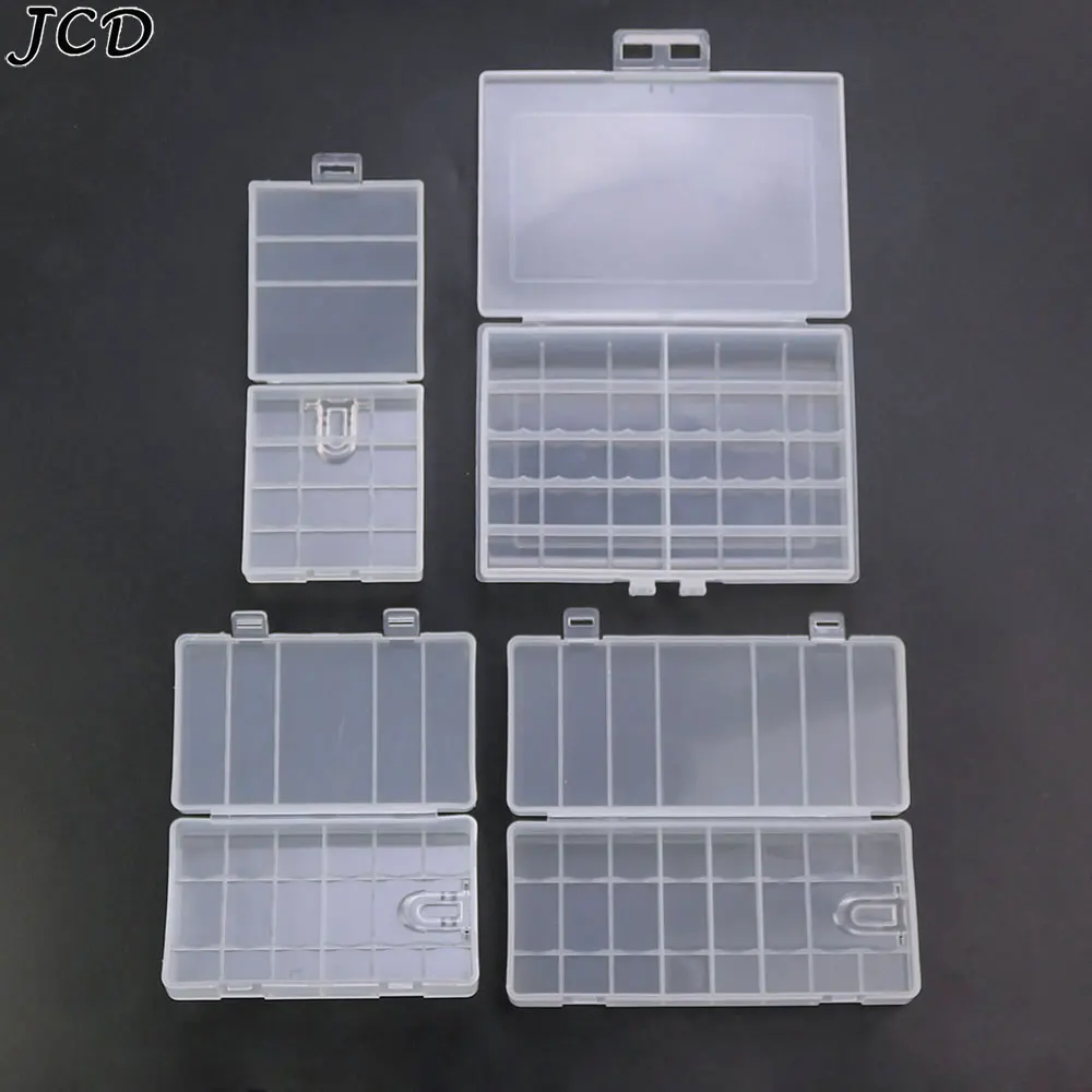 JCD AA AAA Plastic Battery Holder Storage Box Battery Case Cover 4/ 6 8 10 Slots Rechargeable Battery Container Organizer