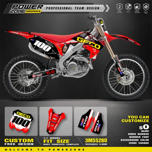 Imagen 2 del producto Powerzone-Kit de pegatinas gráficas para motocicleta, para Honda CRF450 CRF450R 2009 2010 2011 2012 CRF250 CRF250R 2010-2012 2013