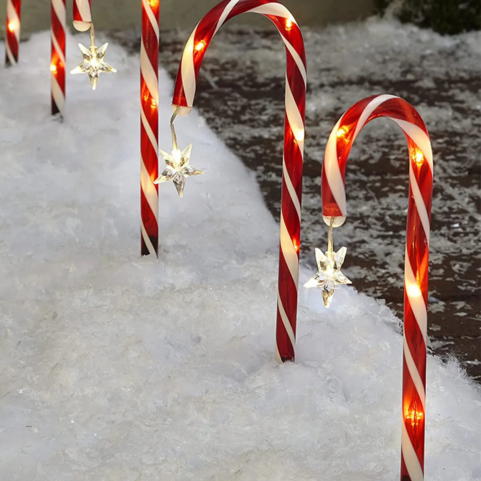 12 Pack Christmas Candy Cane Lights Solar Power Light String for Holiday Xmas Outdoor Patio Garden Walkway Indoor Bedroom Decor