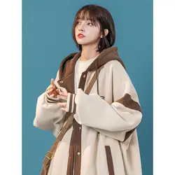 2024 Spring and Autumn New Women's Colorblock Coat Women's Fashion Trendy Hoodie Sweater Loose Casual Women's Hoodie