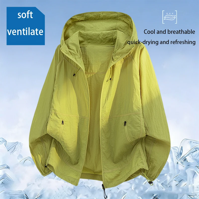 UPF 50+ UV Protection Summer Sun Protection Jacket, Ultra Light Hooded Casual Windbreaker for Men Women