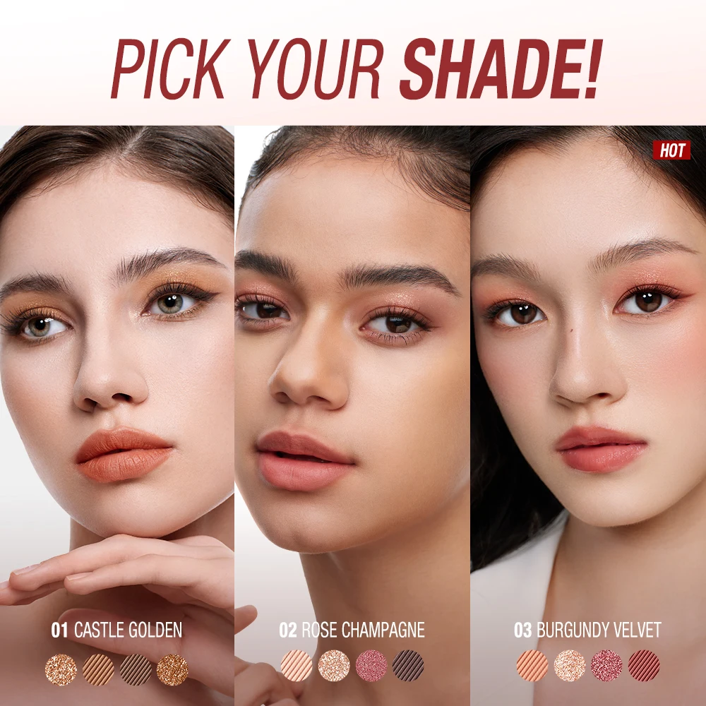 O.TWO.O-アイシャドウパレット,マットアイメイク,自然な見た目,長持ち,防水,4色