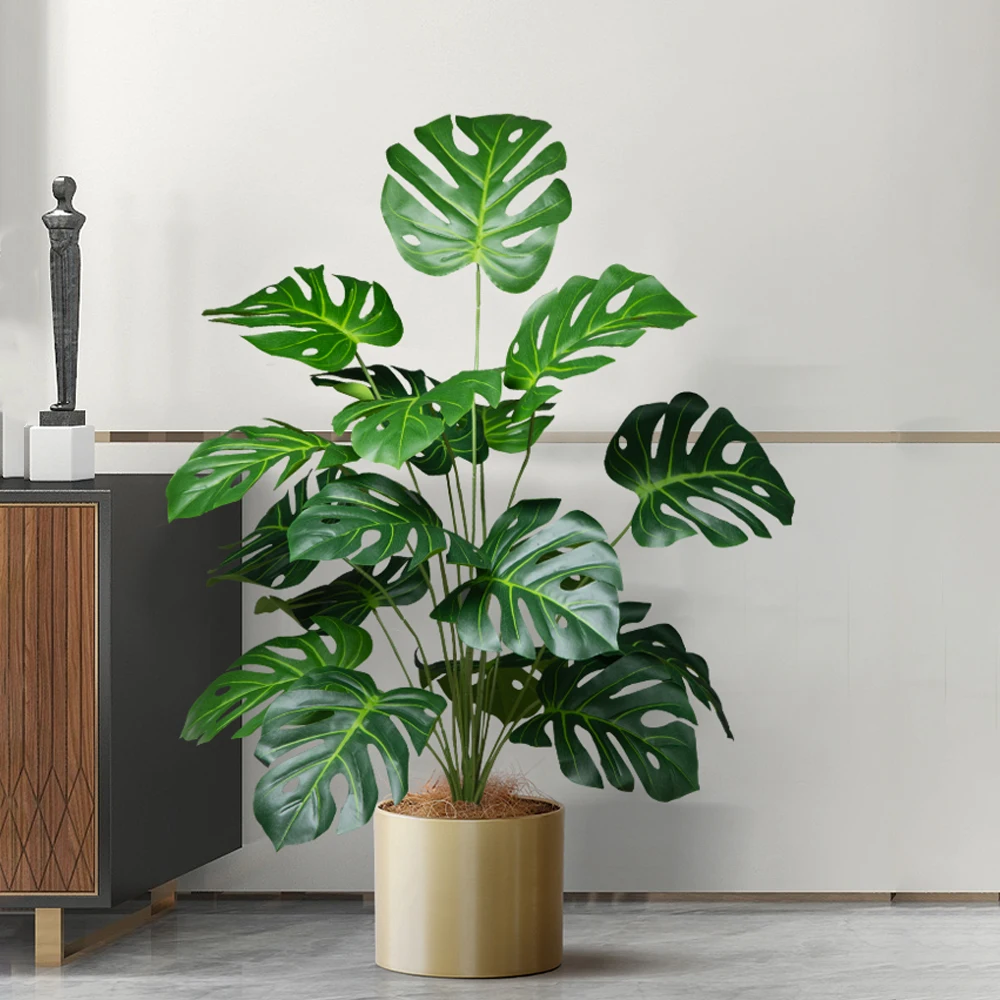 40-65cm Große Künstliche Monstera-Pflanzen Künstlicher Palmenbaum Tropische Schildkrötenblätter Plastik Grüne Blätter für Haus Garten Party Hochzeit – Detail 5