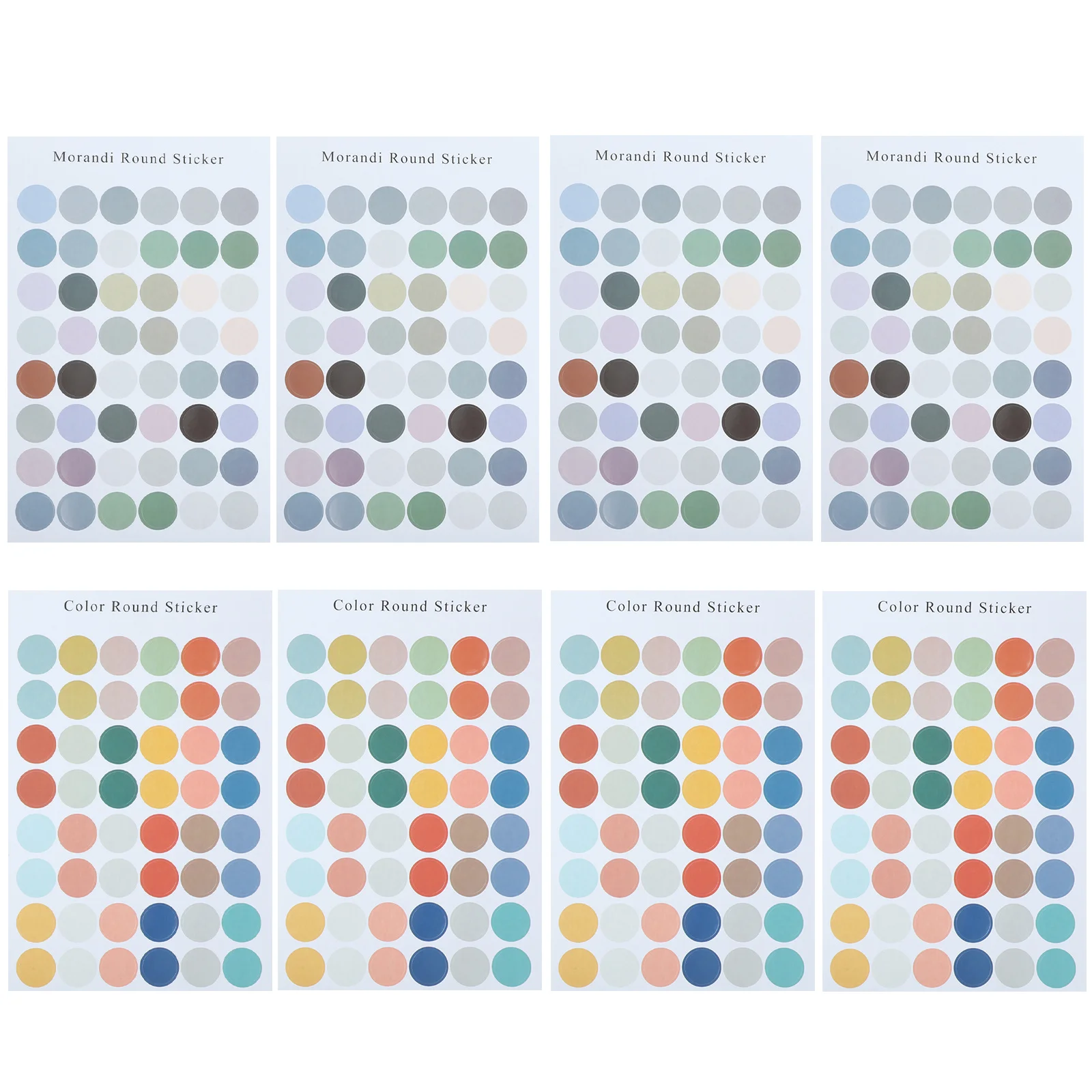 8 vellen ronde gekleurde puntstickers cirkeletiketten zelfklevende afdichtingsstickers voor kantoor thuisorganisatie en sorteren