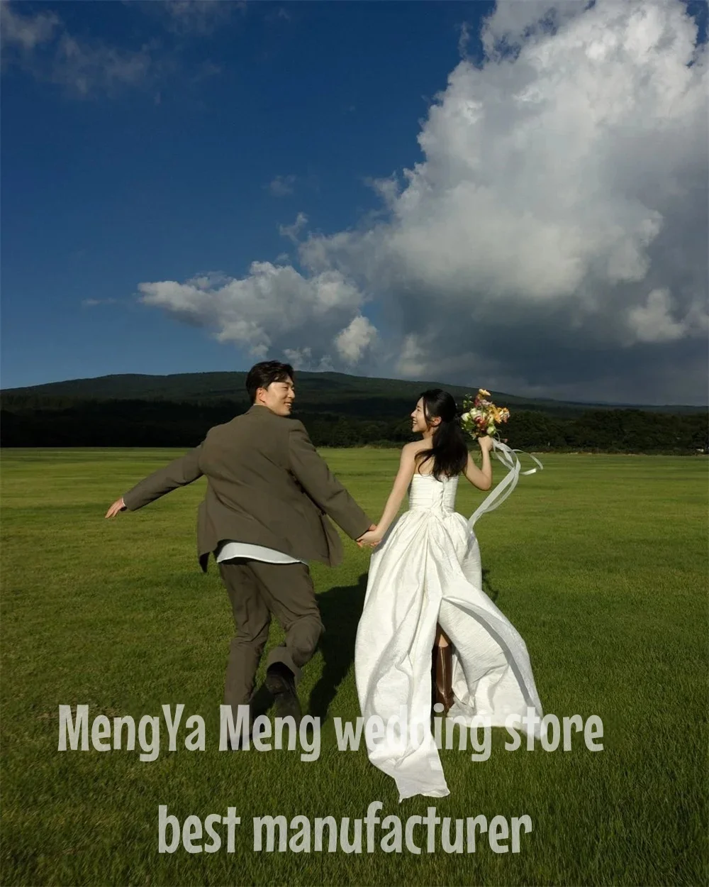 ZHUISHU-vestidos de novia sencillos de Corea, sin tirantes, corte en A, elegante vestido de novia sin mangas, vestidos para sesión de fotos Tarin hechos a medida