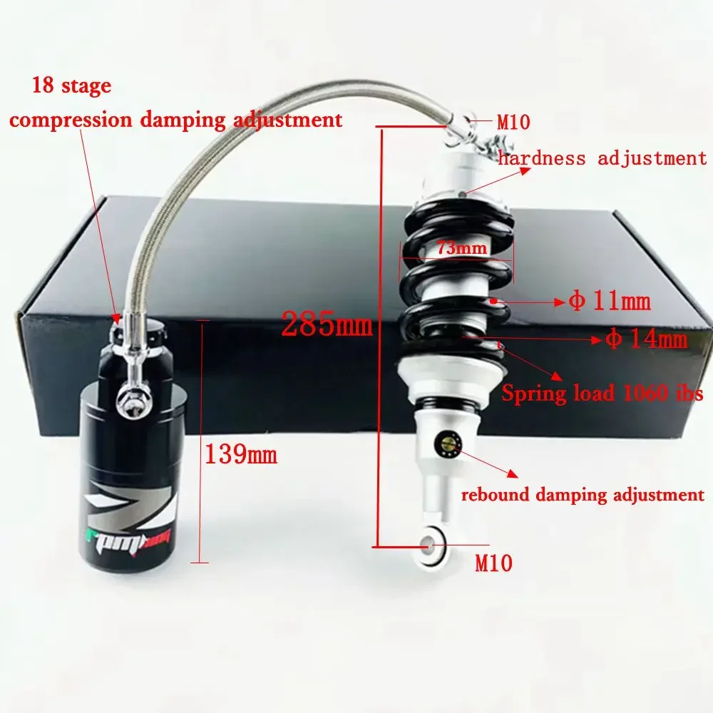 285mm Damping Adjustable Motorcycle Rear Shock For Honda CB190R/190X KTM390 Yamaha R25 R3 MT-03 BMW G310R/GS Aprilia GPR APR150