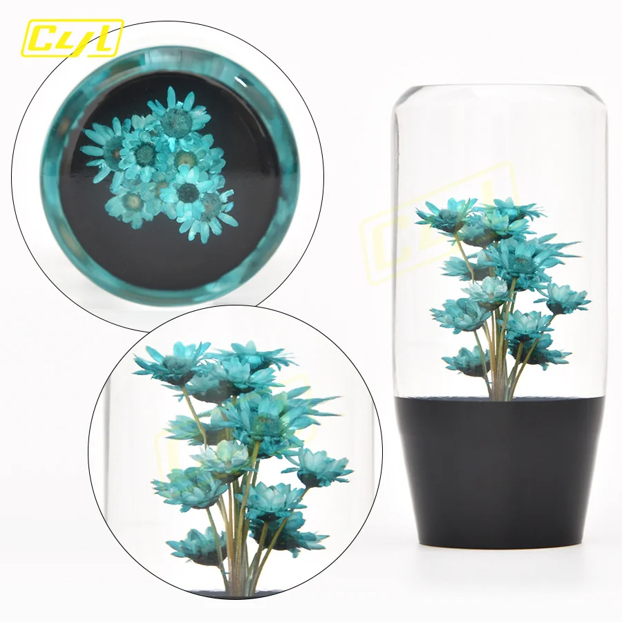 10cm Real Flower Gear Shift Knob Japanese Style Transparent Acrylic 7 Colors Gear Stick Shifter Knob For Universal