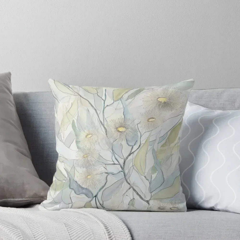 

Soft Gentle Gum Leaves and Flowers Throw Pillow Cushion Cover Couch Cushions pillow