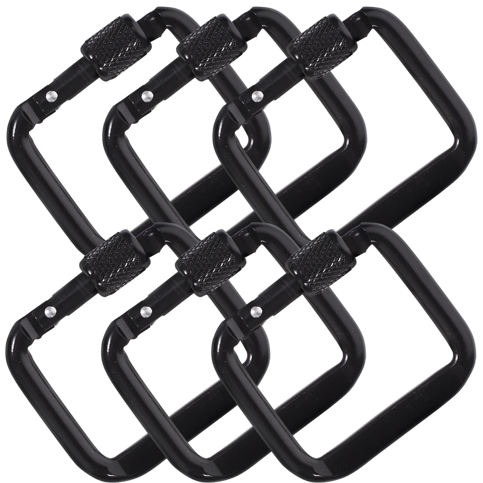 6 Pcs Camping Button Outdoor Square Buckle Key Chains Durable Keychains Aluminum Carabiners Mountain Climbing Heavy Duty Hook