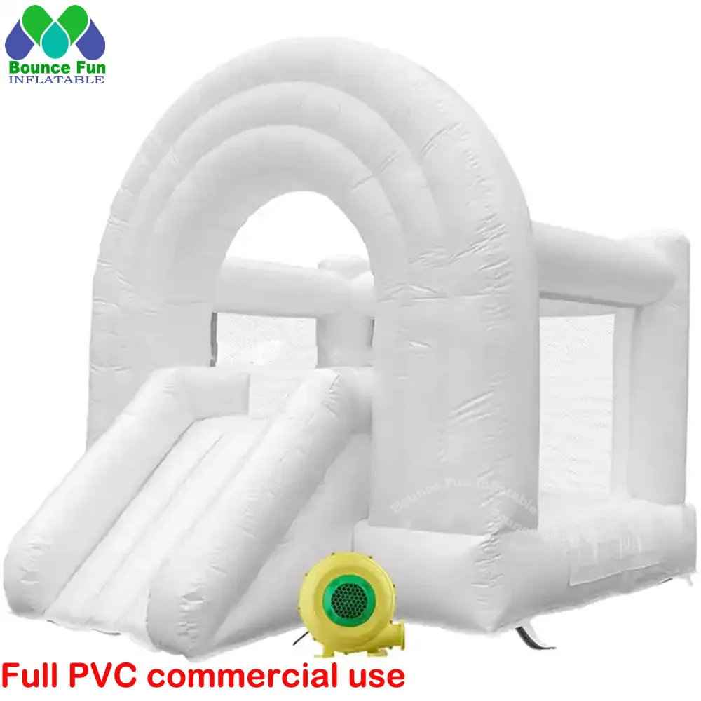 

Kids Commercial Spacewalk Inflatable Rainbow Bouncy Castle White Pastel Bouncing Jumper Bounce House Games For Wedding Birthday