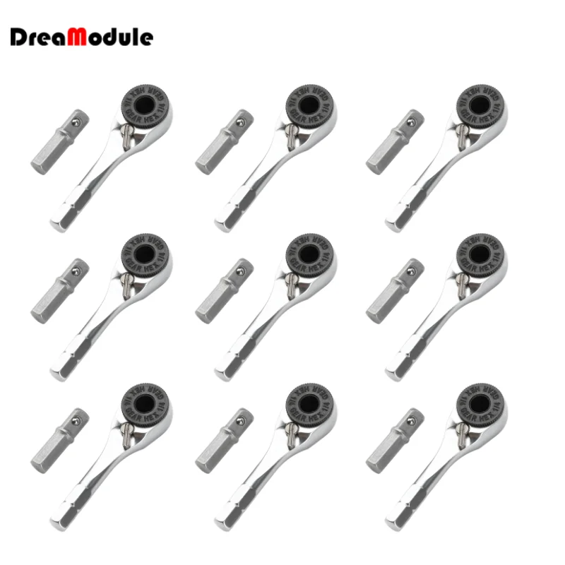 

1/5/10Pcs Mini Torque Wrench Hand Tools Dual-direction Ratchet Head Stainless Steel 1/4” Toughbuilt Hexagonal Ratchet Wrench